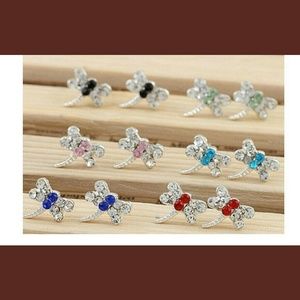 New Dragonfly Earrings‎ with Red Crystal